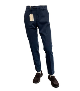 BRIGLIA 1949 - Oltremare Blue NAVIGLIO Slim Leg Stretch Brushed Cotton Blend  Chinos 400005-091