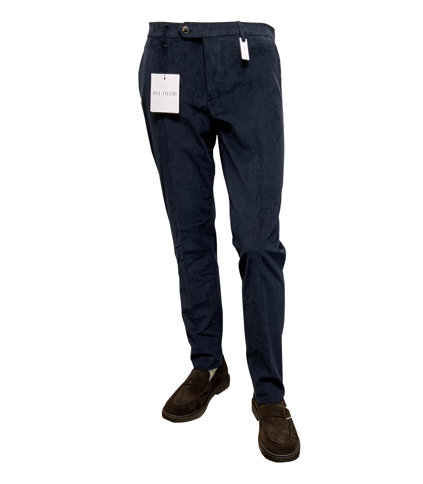 PAL ZILERI - Slim Fit Stretch Corduroy Cotton Trousers In Off Navy Blue