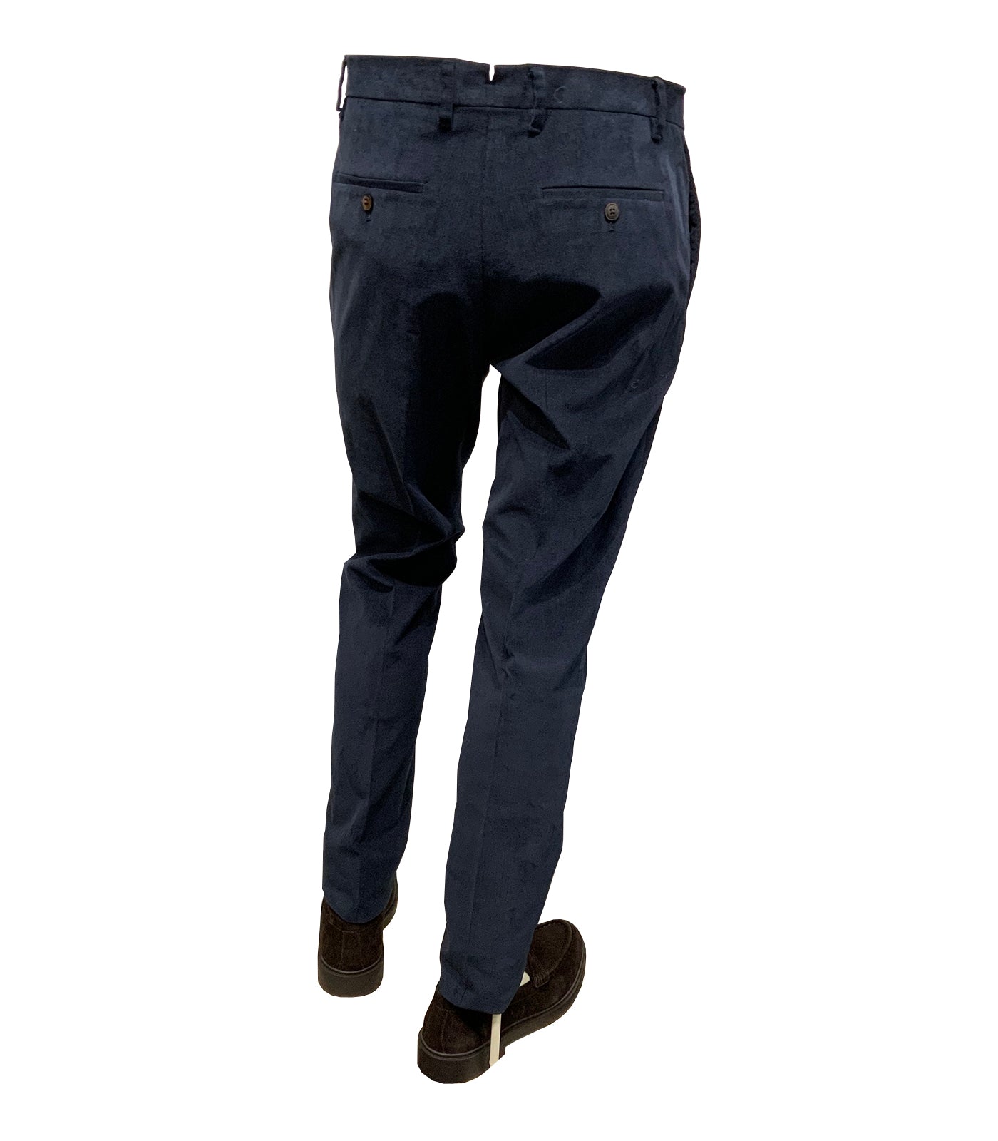 PAL ZILERI - Slim Fit Stretch Corduroy Cotton Trousers In Off Navy Blue