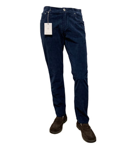 RICHARD J BROWN - T48.690 MILANO Model Moleskin Touch Cotton Stretch Jeans In Dark Blue