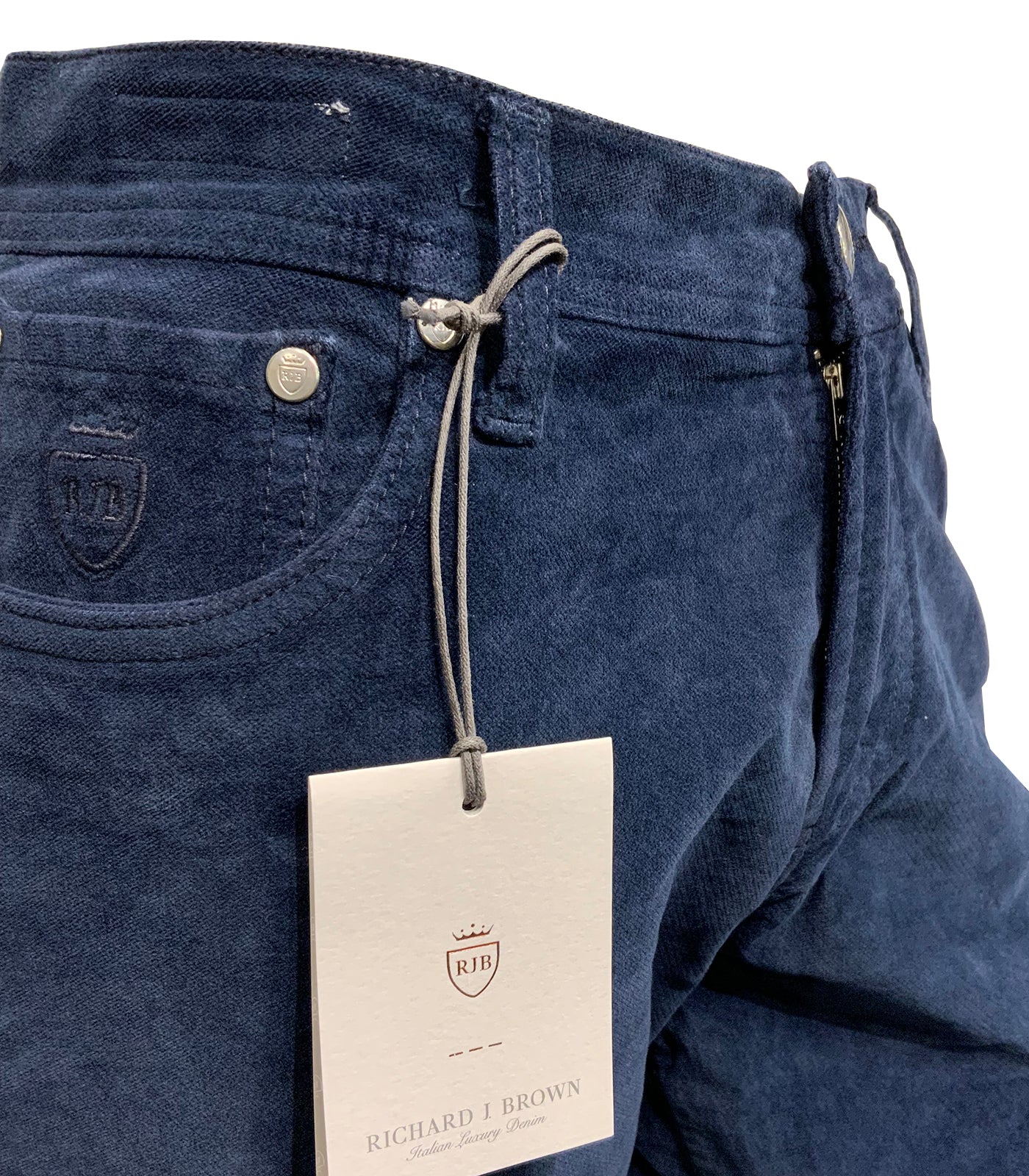 RICHARD J BROWN - T48.690 MILANO Model Moleskin Touch Cotton Stretch Jeans In Dark Blue