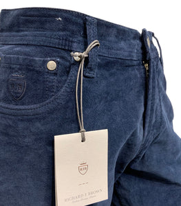 RICHARD J BROWN - T48.690 MILANO Model Moleskin Touch Cotton Stretch Jeans In Dark Blue
