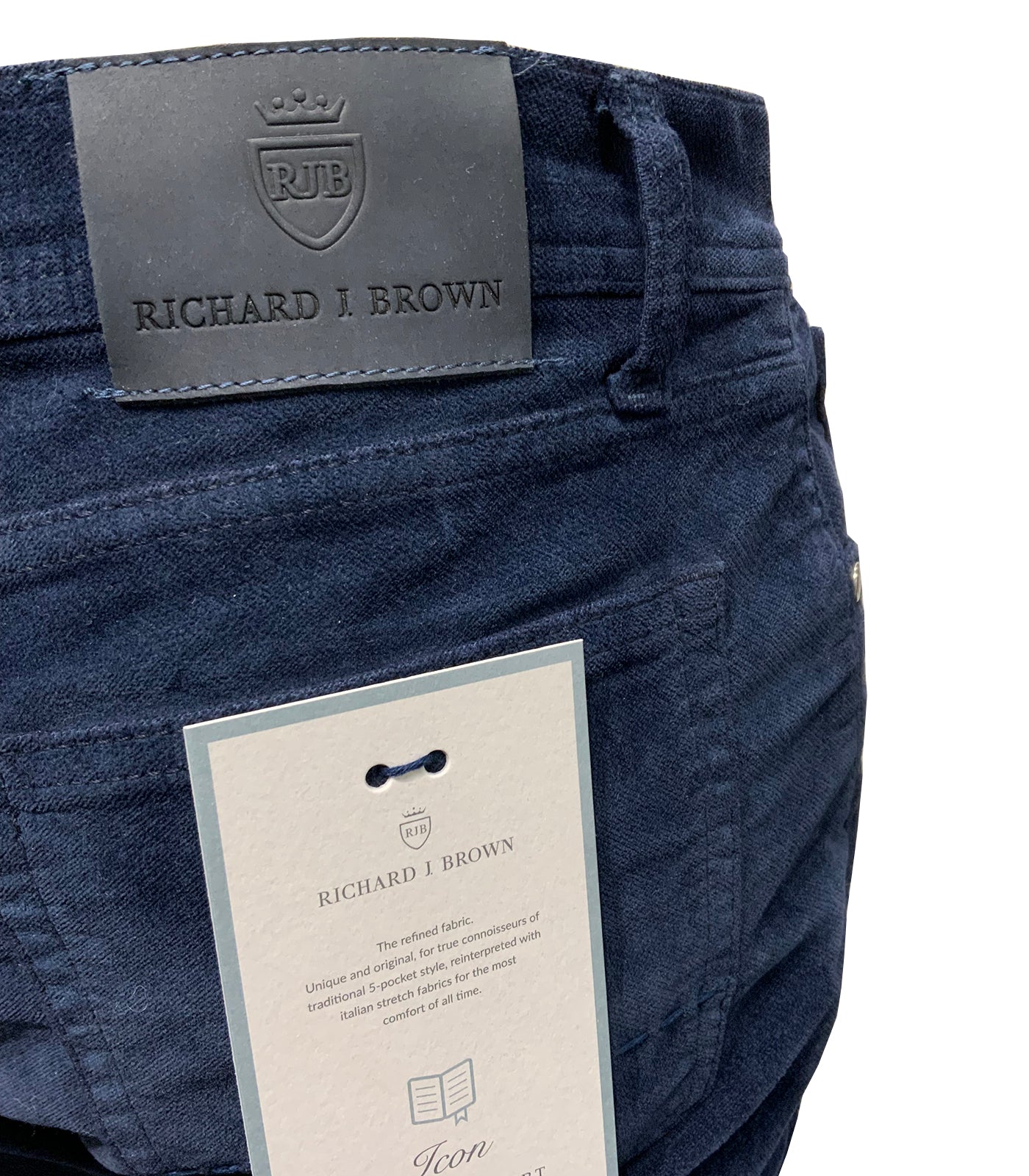 RICHARD J BROWN - T48.690 MILANO Model Moleskin Touch Cotton Stretch Jeans In Dark Blue