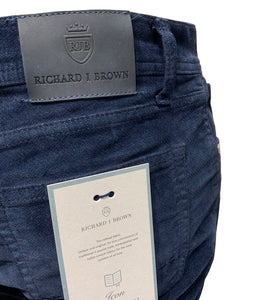 RICHARD J BROWN - T48.690 MILANO Model Moleskin Touch Cotton Stretch Jeans In Dark Blue