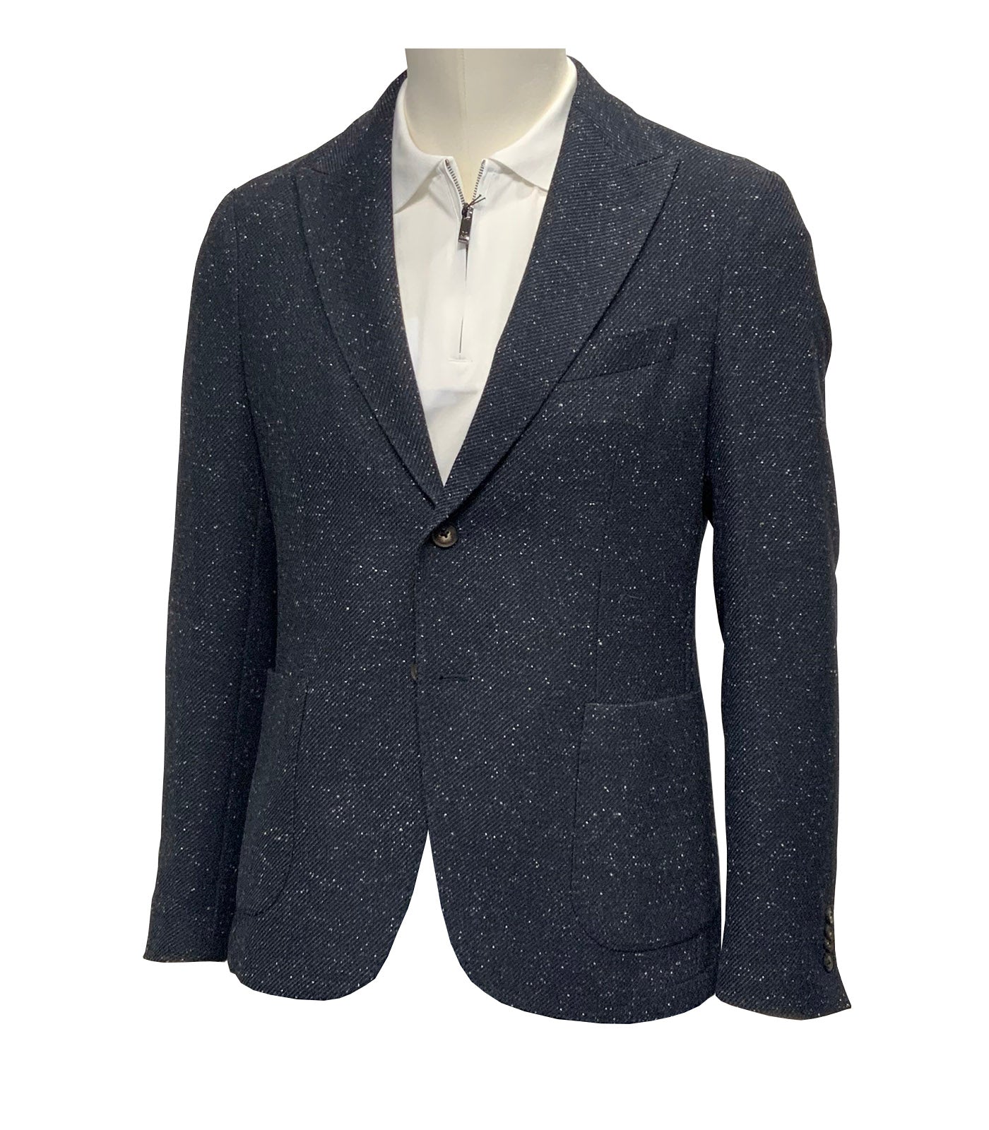 PAL ZILERI - Navy Blue Casual Jacket with Neps Effect Fabric