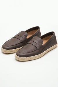 GEOX - OSTUNI Dark Brown Leather Smart Espadrilles U36GVA00046C6006