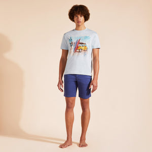 VILEBREQUIN - PORTISOL Cotton T-Shirt SURF AND MINI MOKE in Sky Blue PTSAP384
