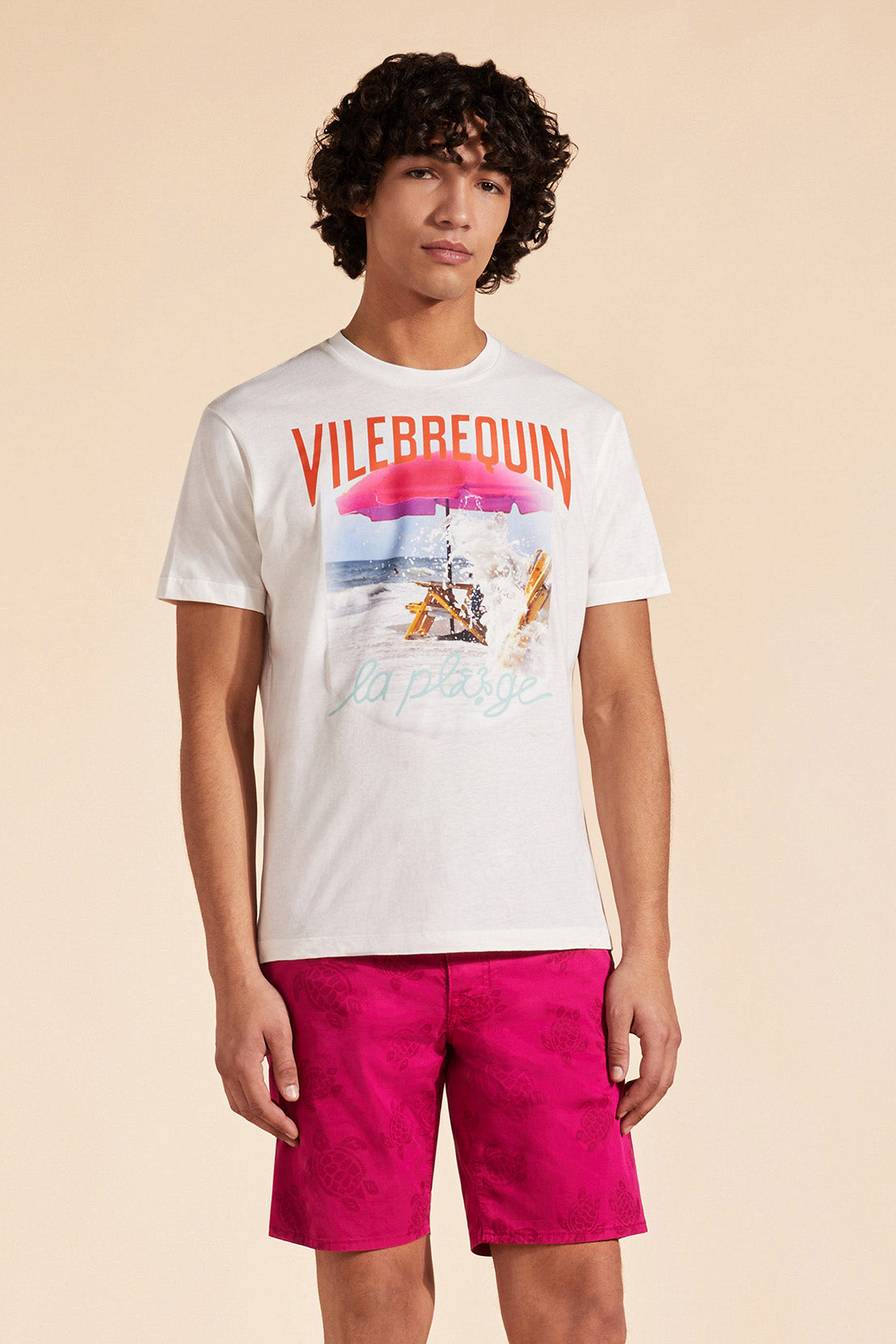VILEBREQUIN - PORTISOL Cotton T-Shirt WAVE ON VBQ BEACH in Off White PTSAP36