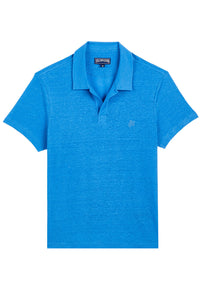 VILEBREQUIN - PYRAMID Linen Jersey Polo Shirt in Bright Blue PYRE9O00-367