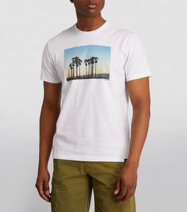 7 FOR ALL MANKIND - White Photographic T-Shirt With Palm Tree Print JSLM332GWP