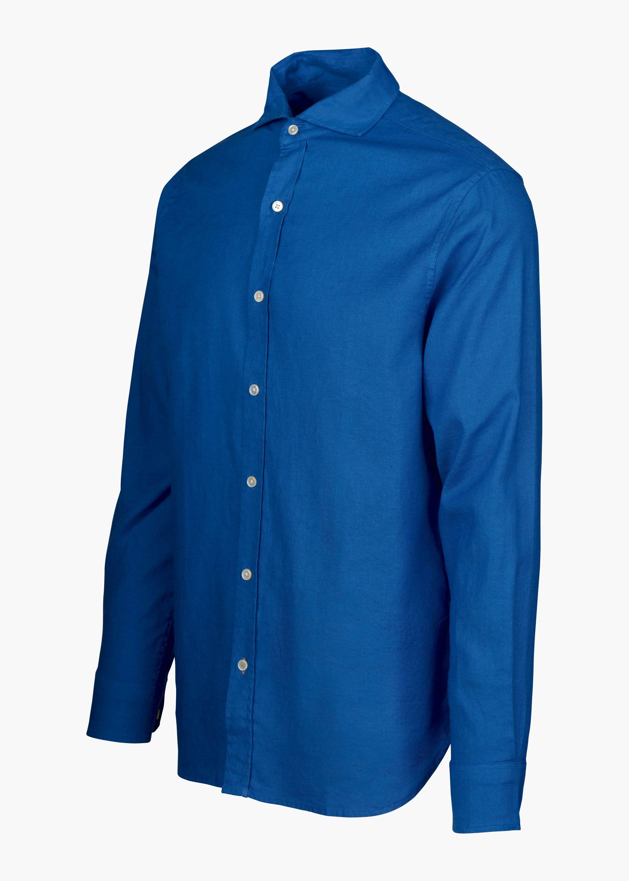 SWIMS - SANTORINI Sport Shirt In Linen and Cotton Blend in TIDAL BLUE