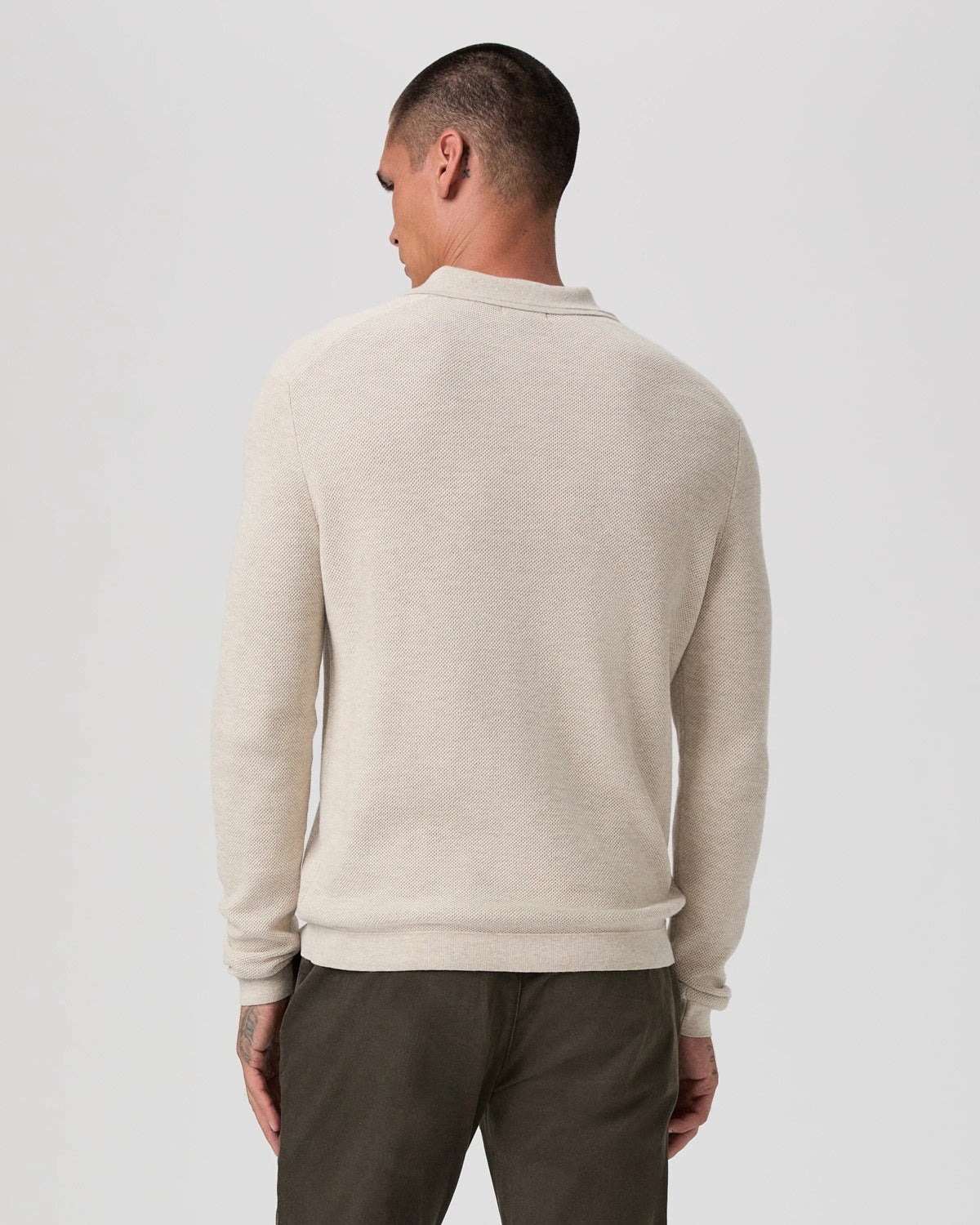 PAIGE - SELWYN Long Sleeve Sweater Polo In CANVAS M369P15-5910