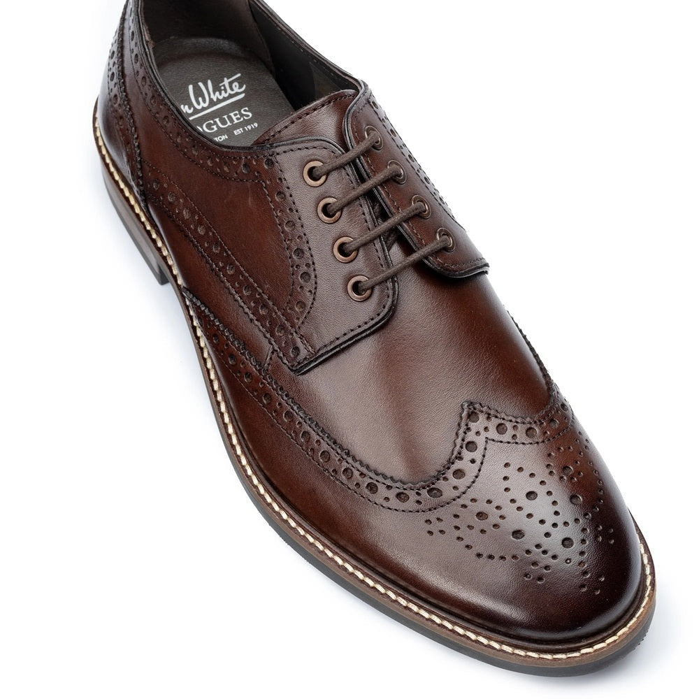 JOHN WHITE SHOES - STOKES Brogue Derby Shoes In BROWN