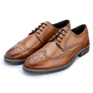 JOHN WHITE SHOES - STOKES Brogue Derby Shoes In TAN