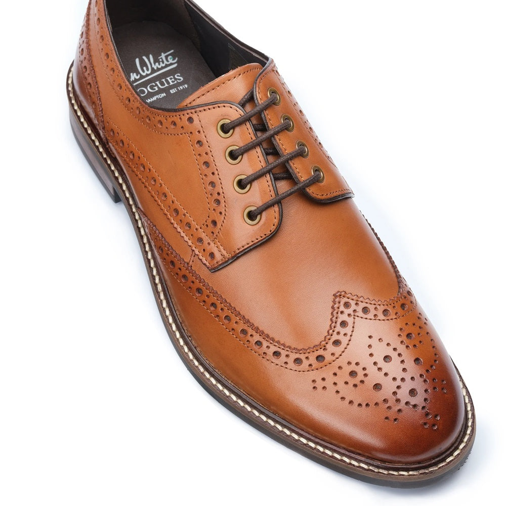 JOHN WHITE SHOES - STOKES Brogue Derby Shoes In TAN