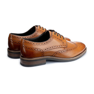JOHN WHITE SHOES - STOKES Brogue Derby Shoes In TAN