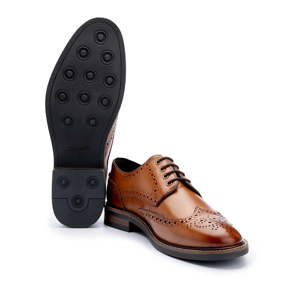 JOHN WHITE SHOES - STOKES Brogue Derby Shoes In TAN