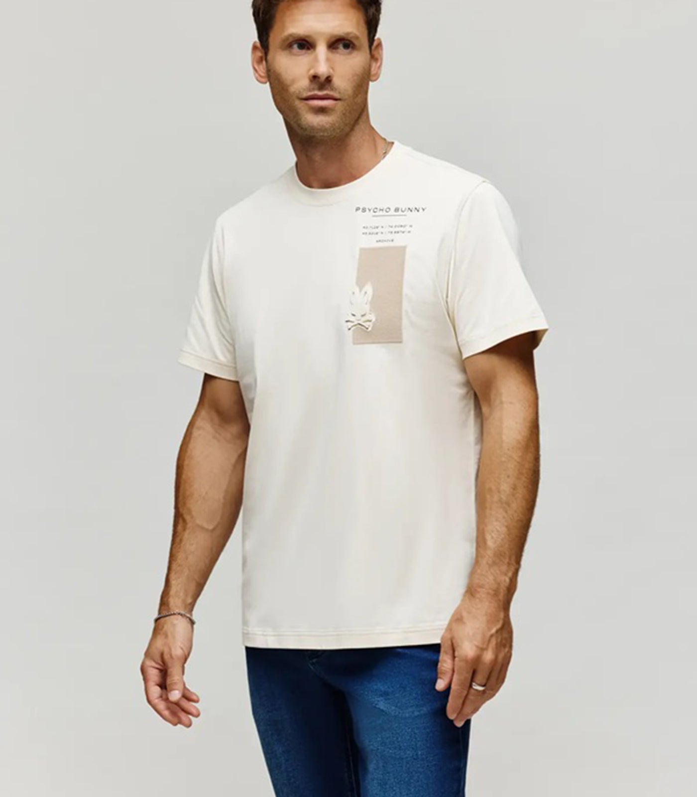 PSYCHO BUNNY - SUMMIT Graphic T-Shirt In WHITE CAP GREY