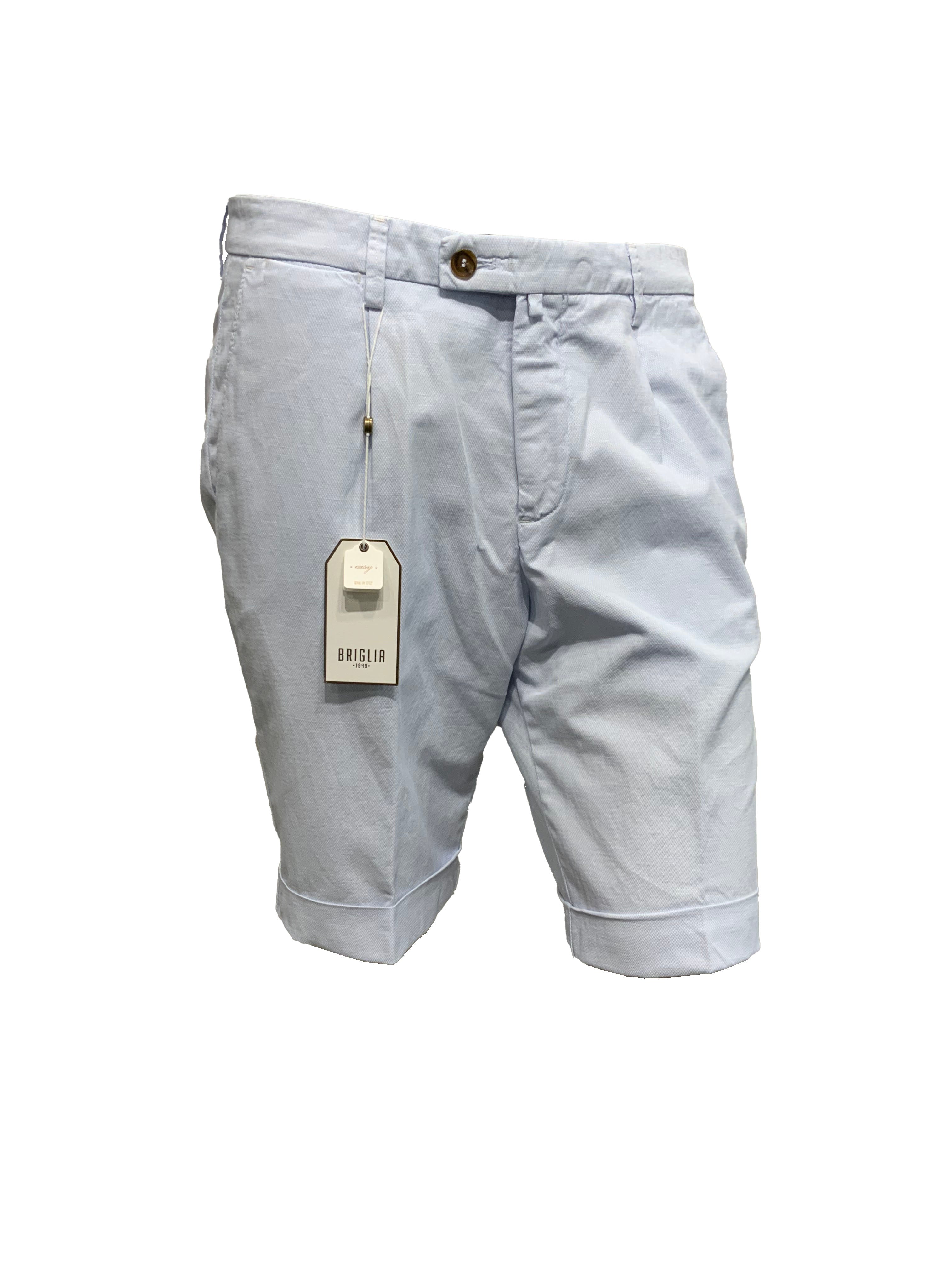 BRIGLIA 1949 - Sky Blue Stretch Cotton and Linen Blend Slim Fit Shorts BG101 324568 531