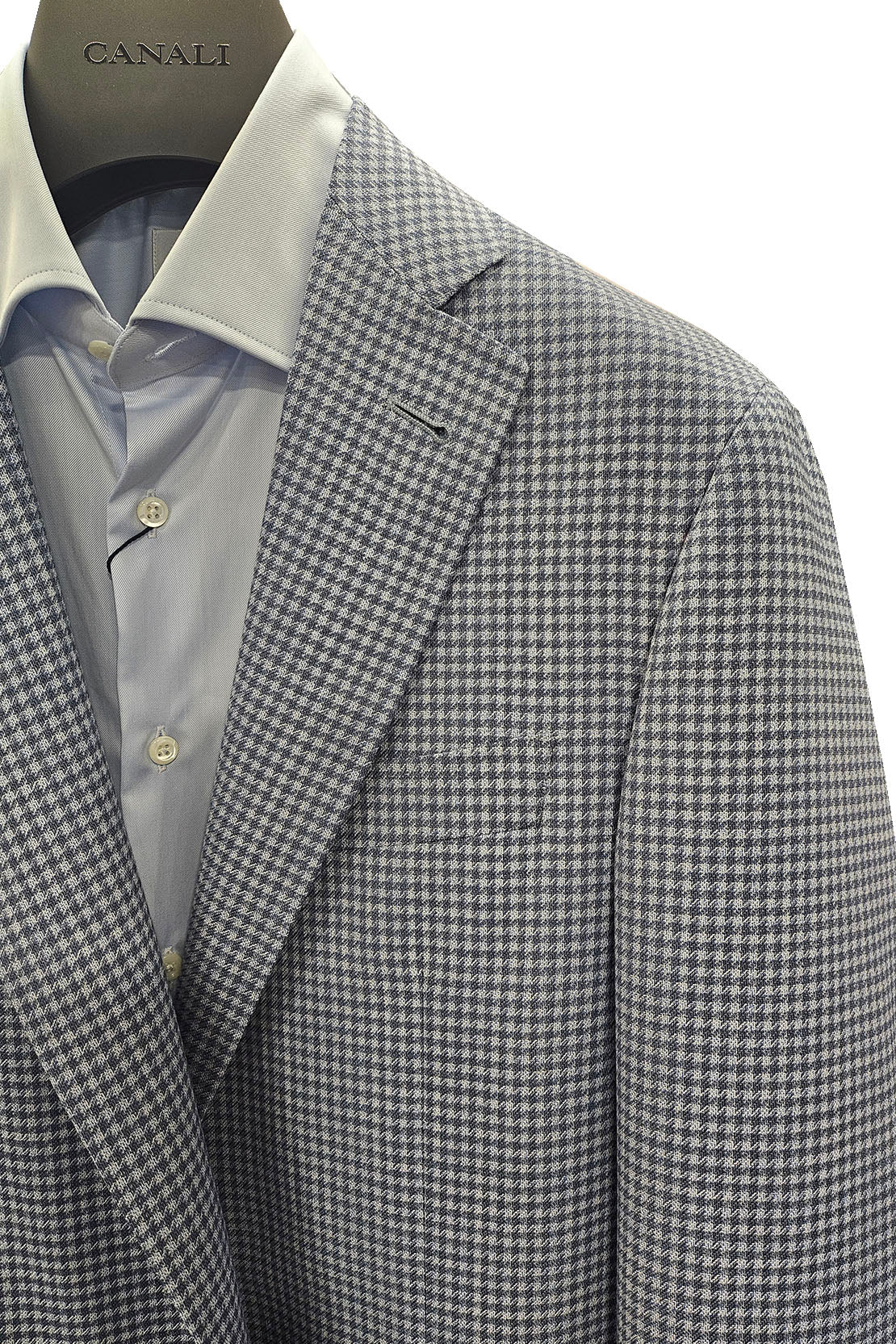 CANALI - Sky Blue Houndstooth Linen and Wool KEI 2 Button Jacket 13275-CF05070.401