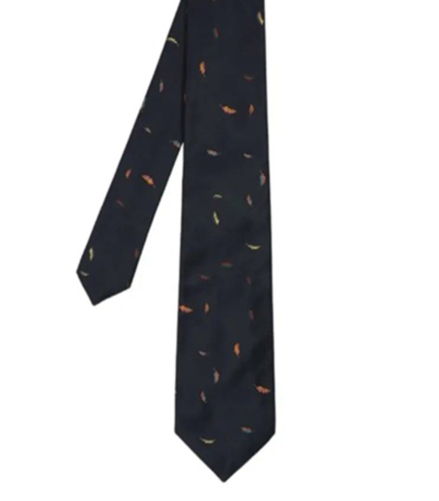PAUL SMITH - Narrow LEAF PRINT Silk Tie in Navy