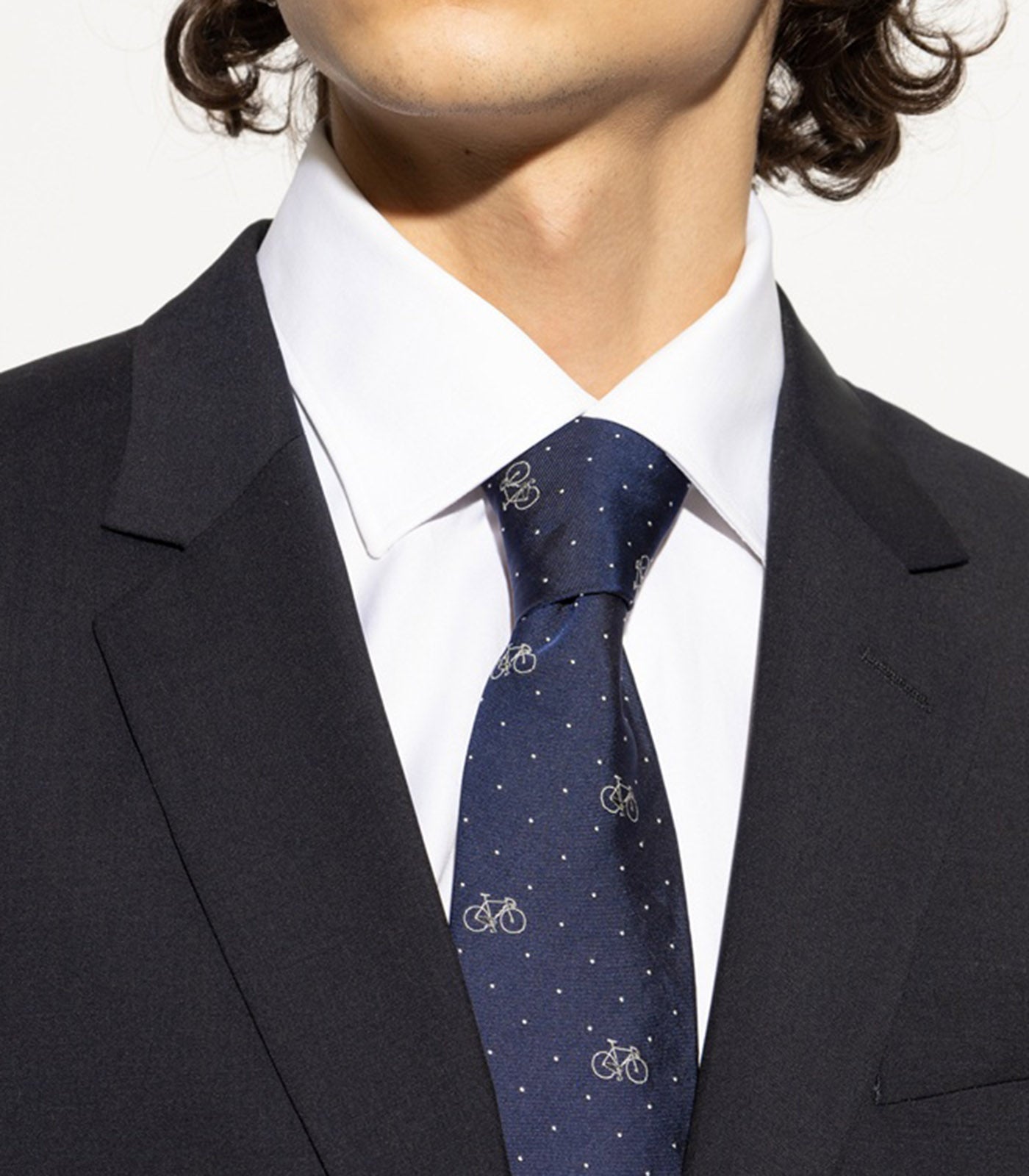 PAUL SMITH - BICYCLE SPOT PRINT Silk Tie in Navy