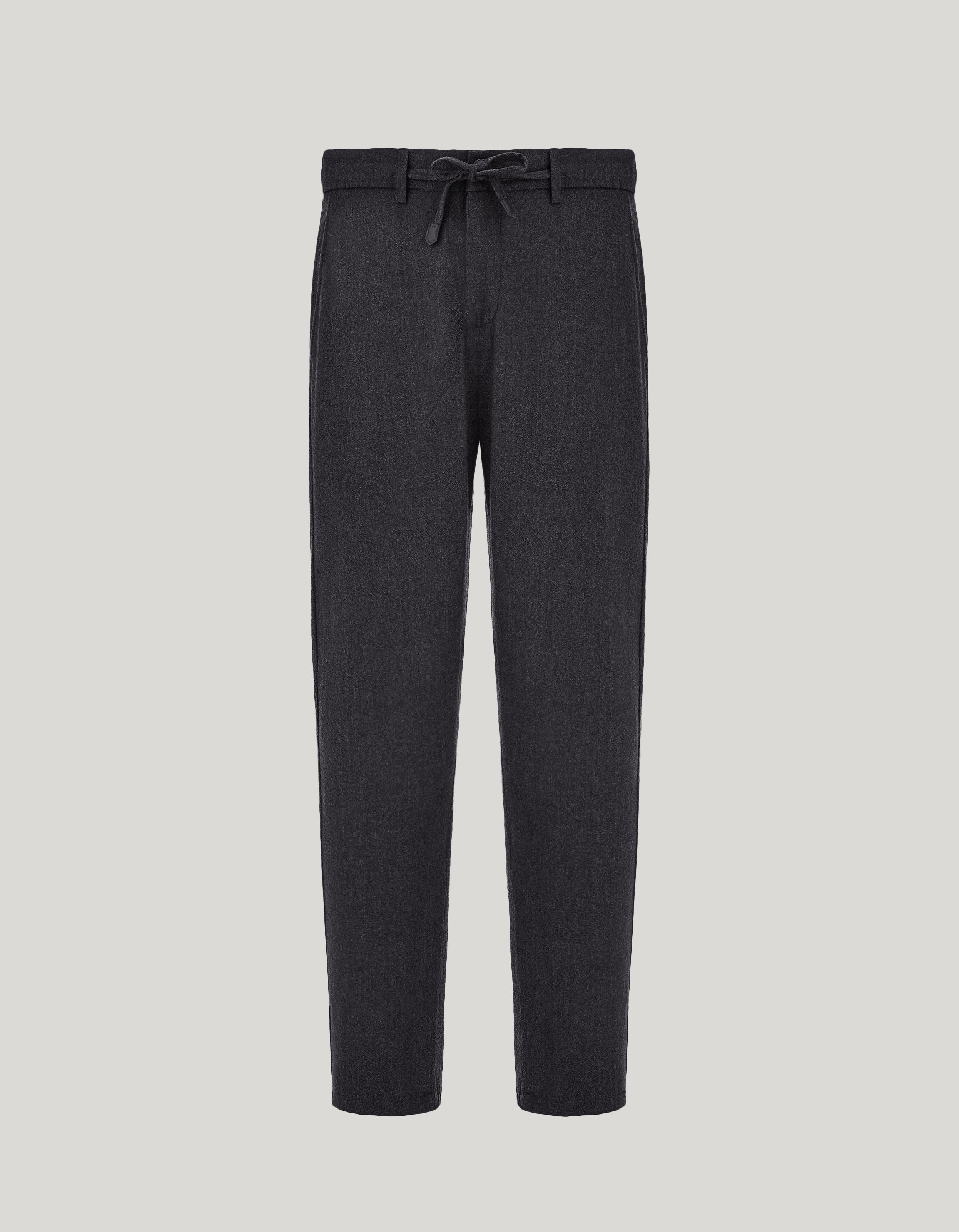 CANALI - Impeccabile Charcoal Grey Wool Flannel Drawstring Chino Trousers