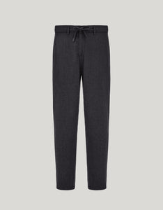 CANALI - Impeccabile Charcoal Grey Wool Flannel Drawstring Chino Trousers