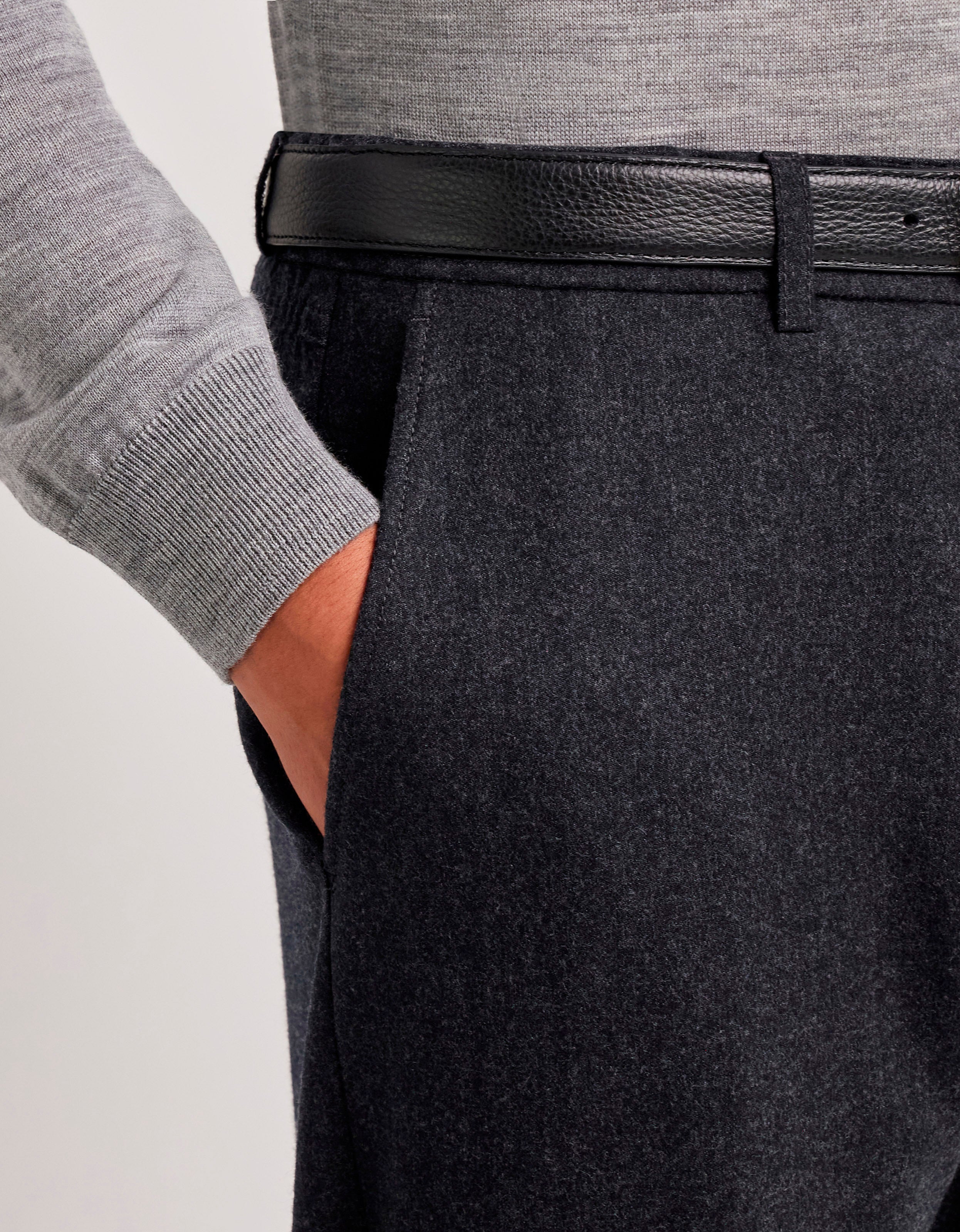 CANALI - Impeccabile Charcoal Grey Wool Flannel Drawstring Chino Trousers