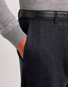 CANALI - Impeccabile Charcoal Grey Wool Flannel Drawstring Chino Trousers