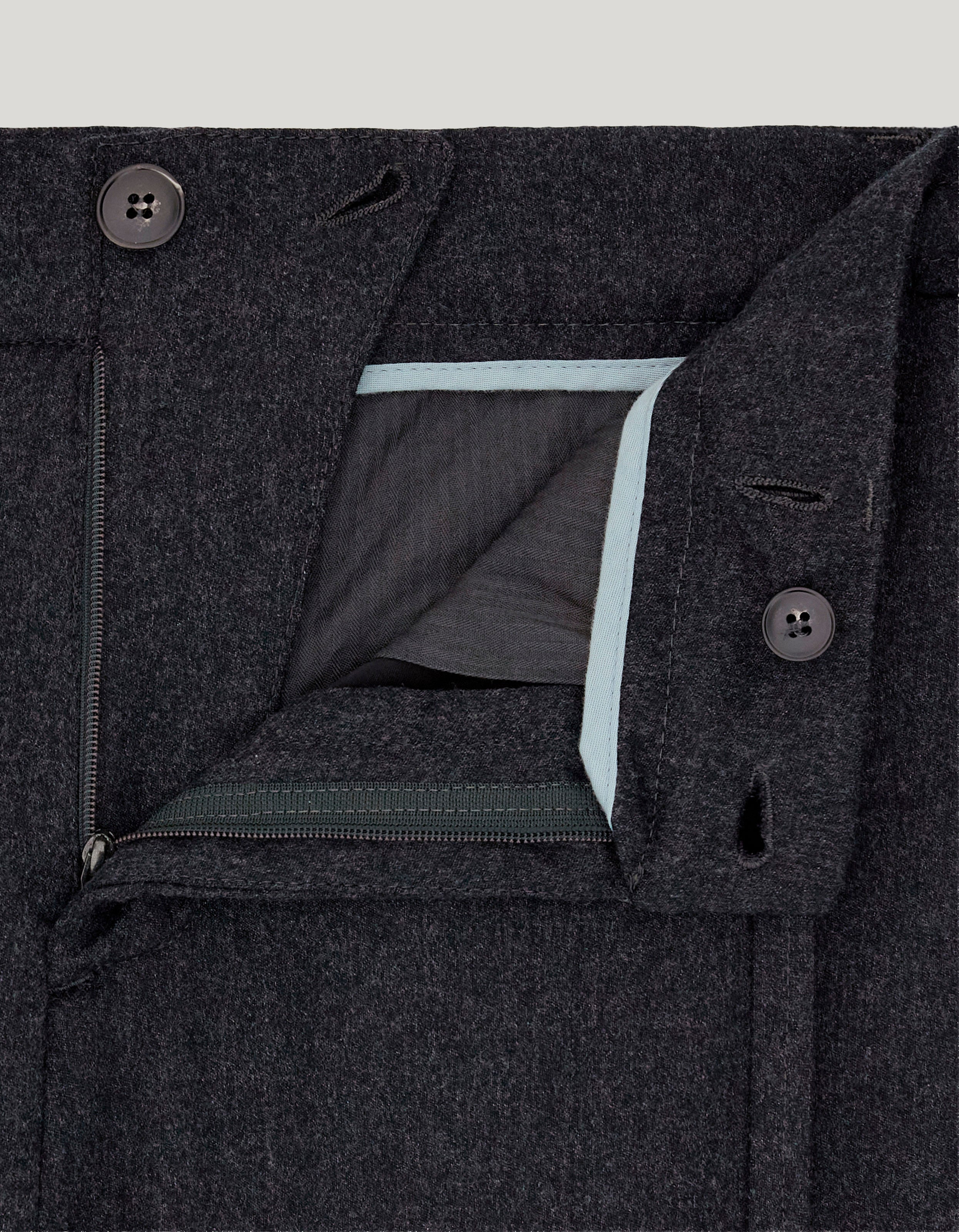 CANALI - Impeccabile Charcoal Grey Wool Flannel Drawstring Chino Trousers