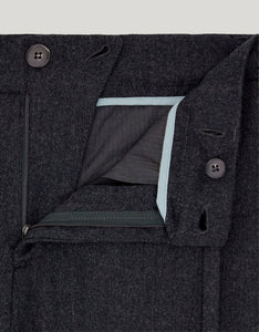 CANALI - Impeccabile Charcoal Grey Wool Flannel Drawstring Chino Trousers