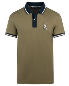 PSYCHO BUNNY - WADE Cotton Pique Polo Shirt in DUSKY GREEN