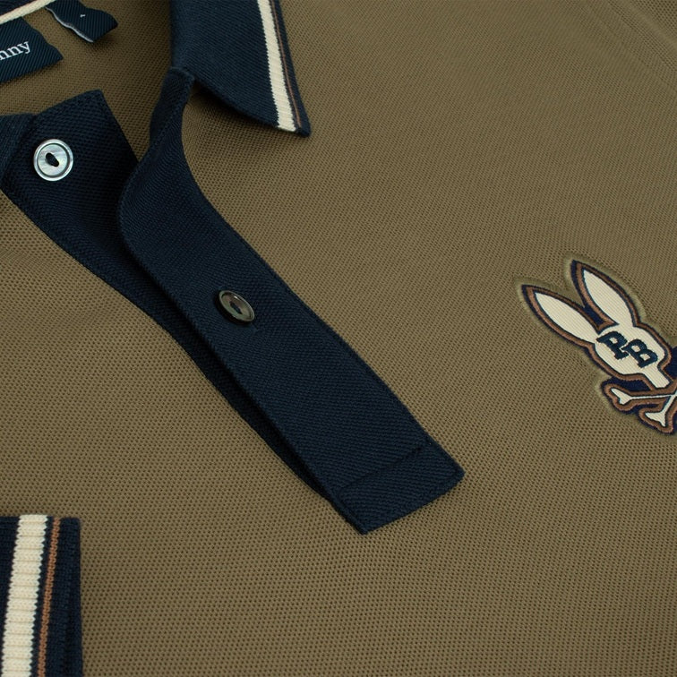 PSYCHO BUNNY - WADE Cotton Pique Polo Shirt in DUSKY GREEN
