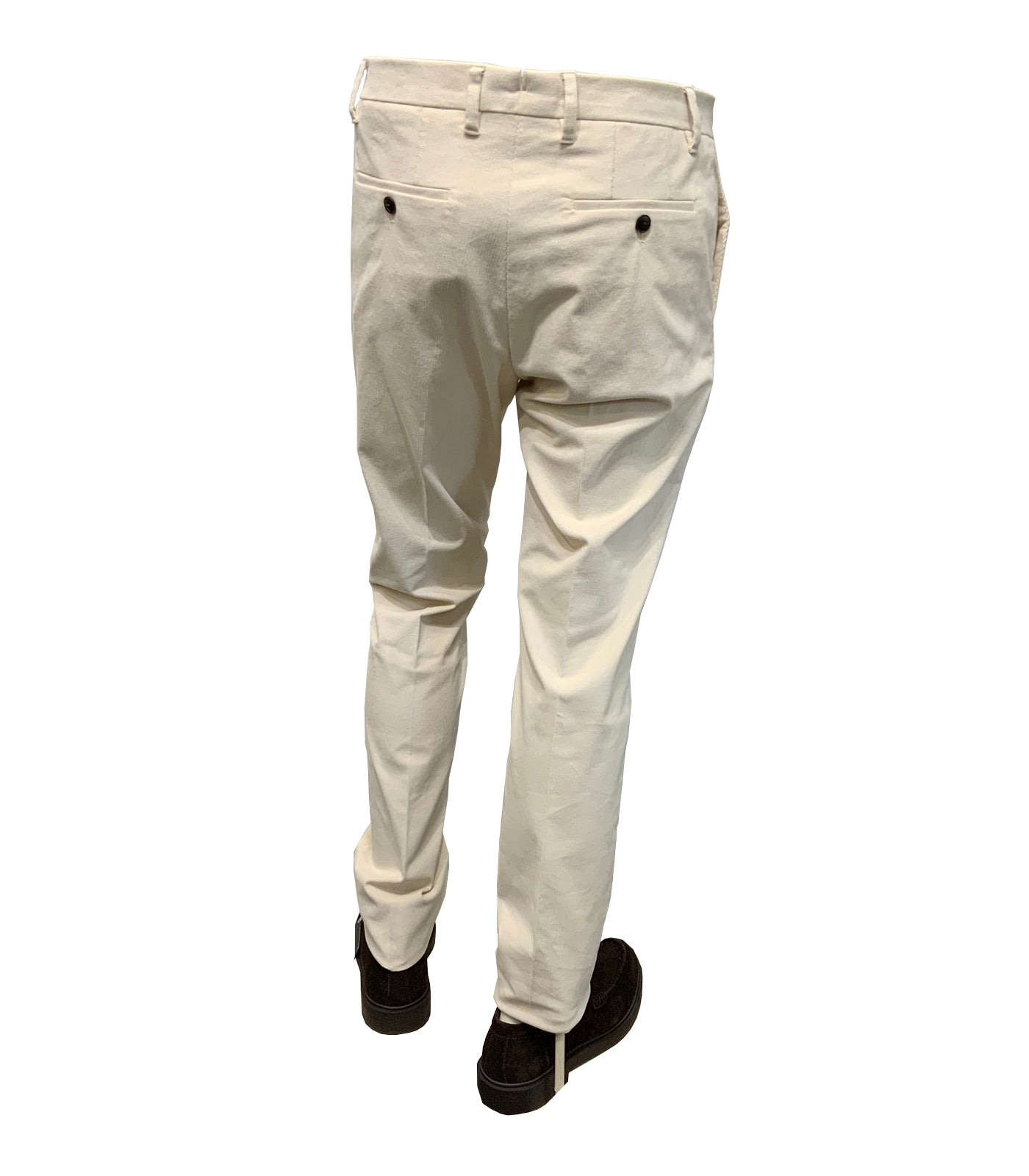 PAL ZILERI - Slim Fit Stretch Corduroy Cotton Trousers In Off White