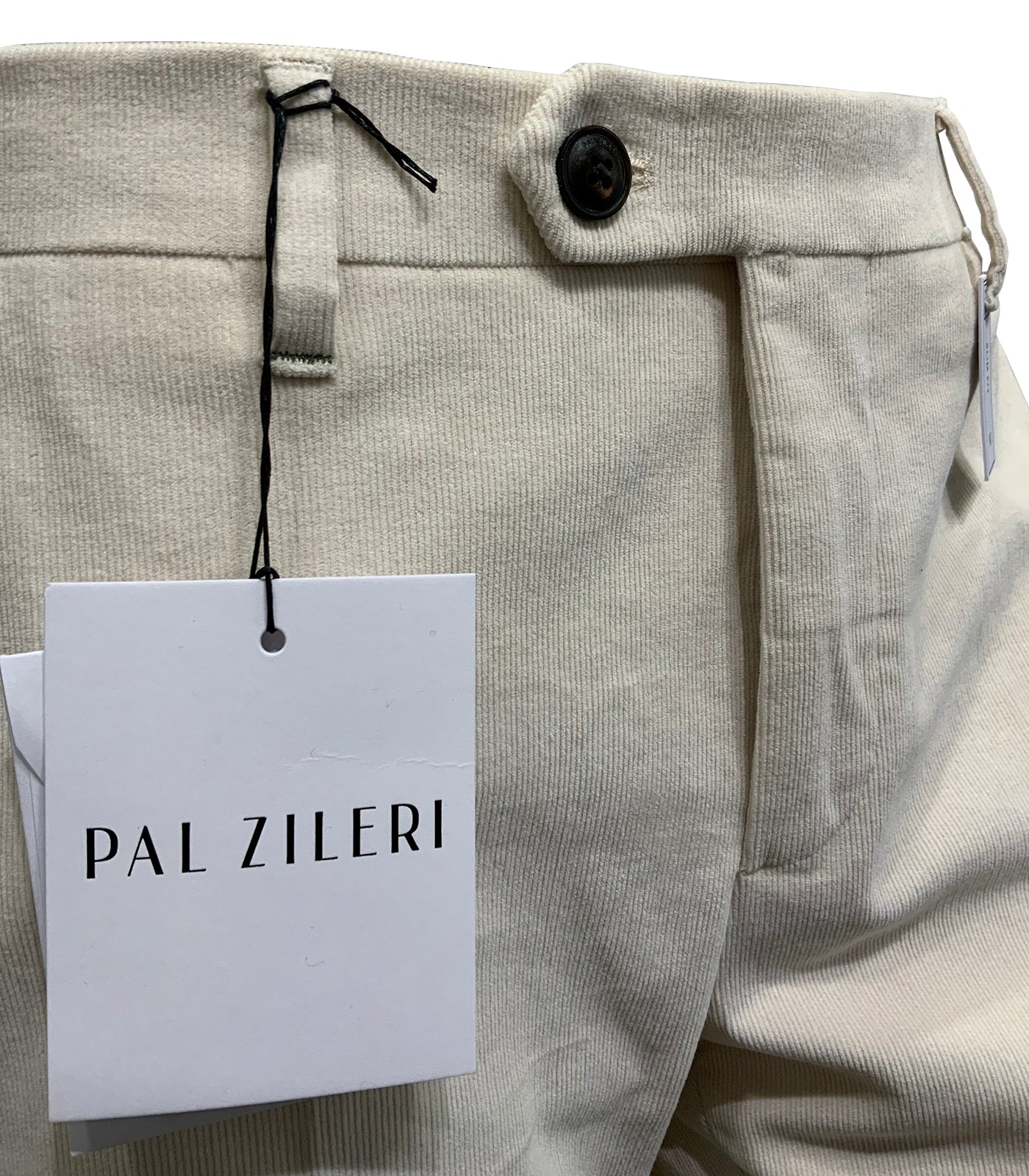 PAL ZILERI - Slim Fit Stretch Corduroy Cotton Trousers In Off White