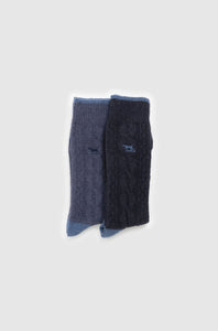 RODD & GUNN - Dunedin Cable Sock 2 Pack in NAVY DENIM ZS1144