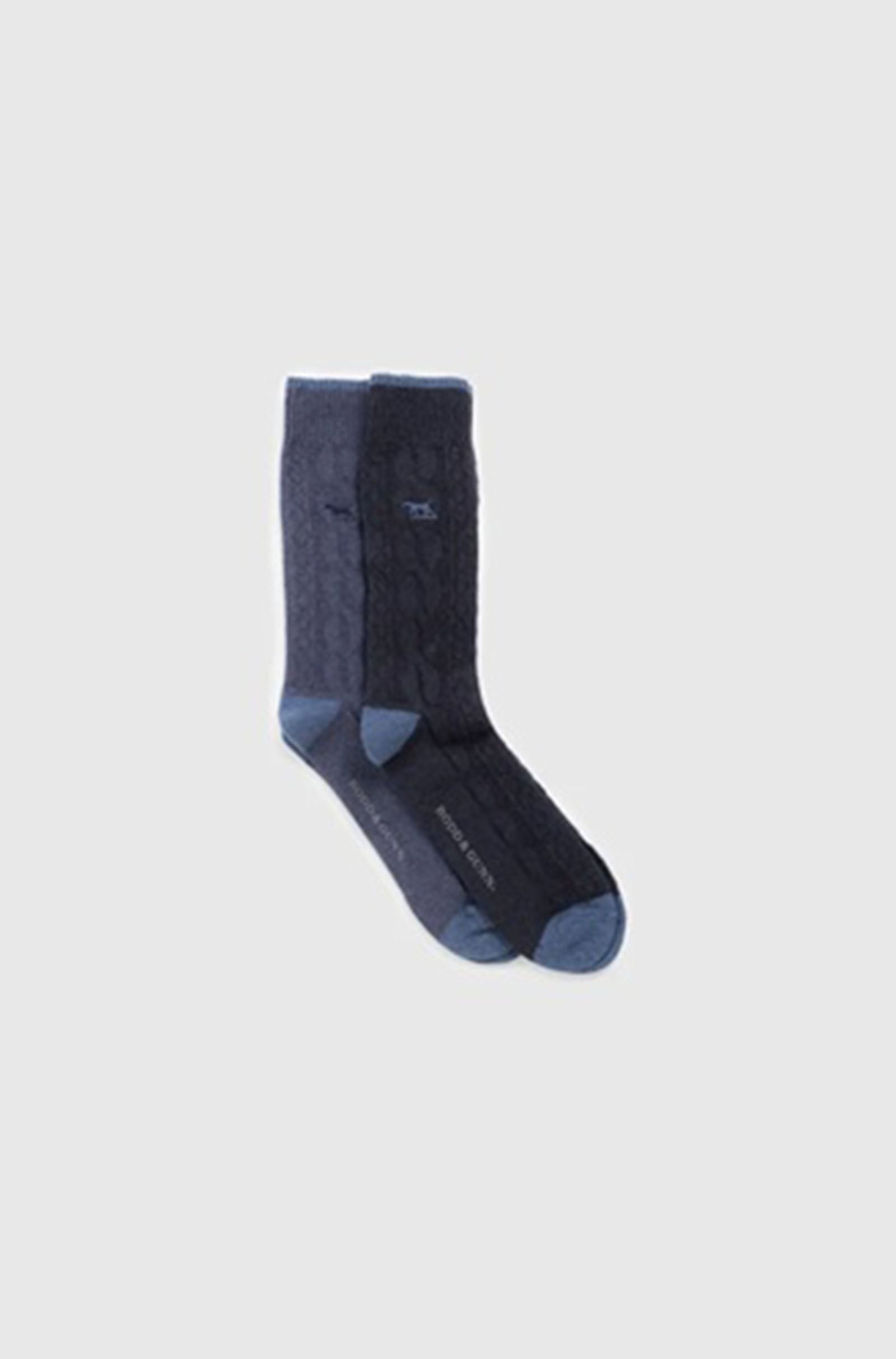 RODD & GUNN - Dunedin Cable Sock 2 Pack in NAVY DENIM ZS1144