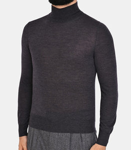 CANALI - Wool Mock Neck Knitwear In Charcoal Grey C0002 MK01149 112