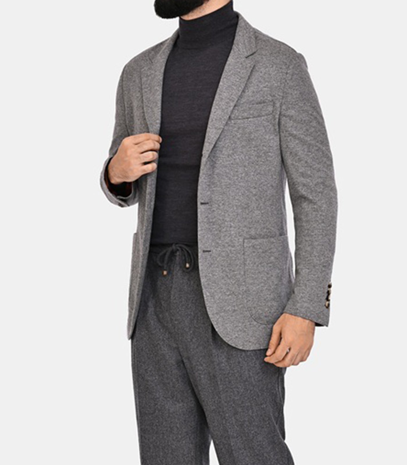 CANALI - Wool Mock Neck Knitwear In Charcoal Grey C0002 MK01149 112