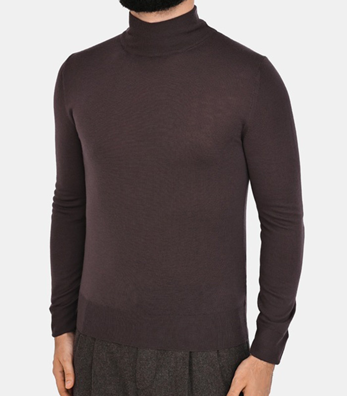 CANALI - Wool Mock Neck Knitwear In Chocolate Brown C0002 MK01149 501