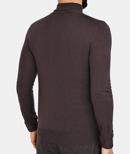 CANALI - Wool Mock Neck Knitwear In Chocolate Brown C0002 MK01149 501