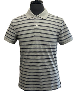 GEOX - Grey Striped Sustainable Pique Cotton Polo Shirt