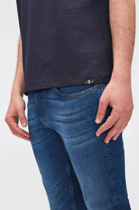 7 FOR ALL MANKIND - Navy Blue Luxe Performance T-shirt JSIM2370NA