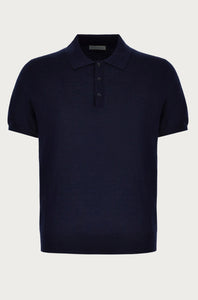 CANALI - Navy Blue Knitted Garment Dyed Cotton Polo Shirt C0127-MK00145-300
