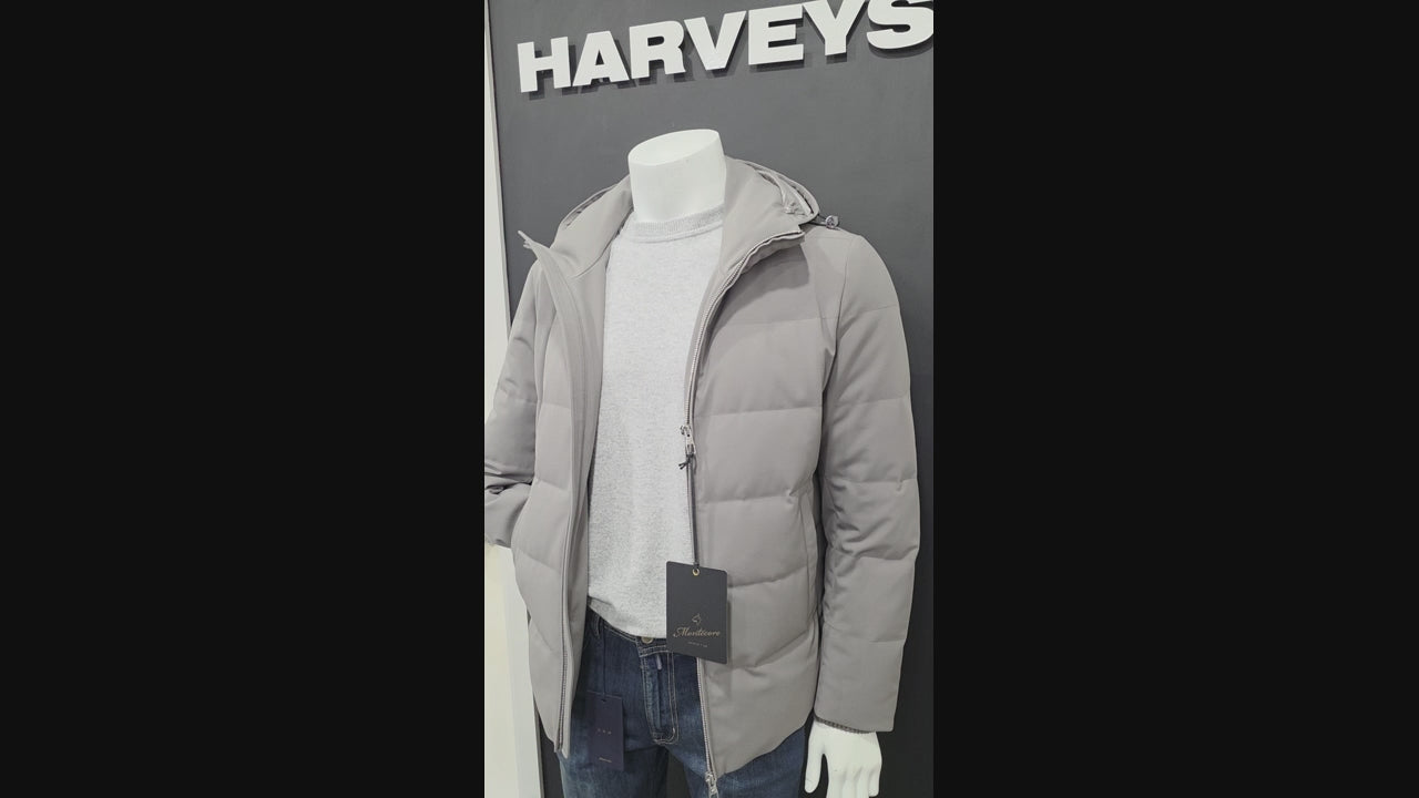 MONTECORE - Down Filled Short Padded Coat in Taupe Grey
