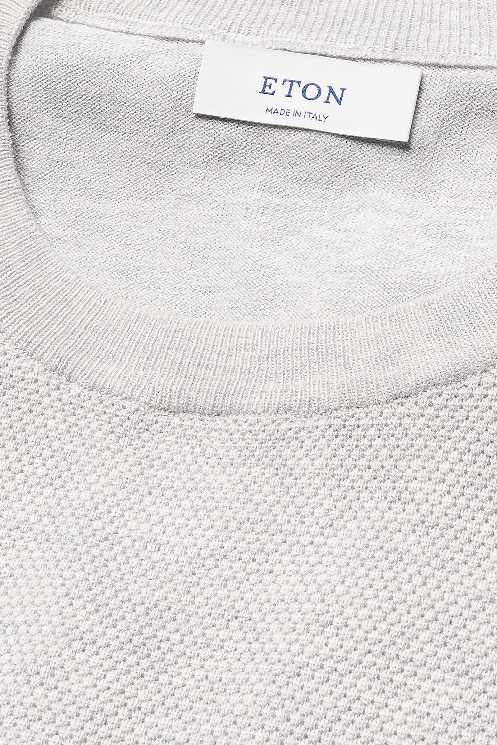 ETON - Structured Crew Neck Knitted T-Shirt in Grey 10001325609