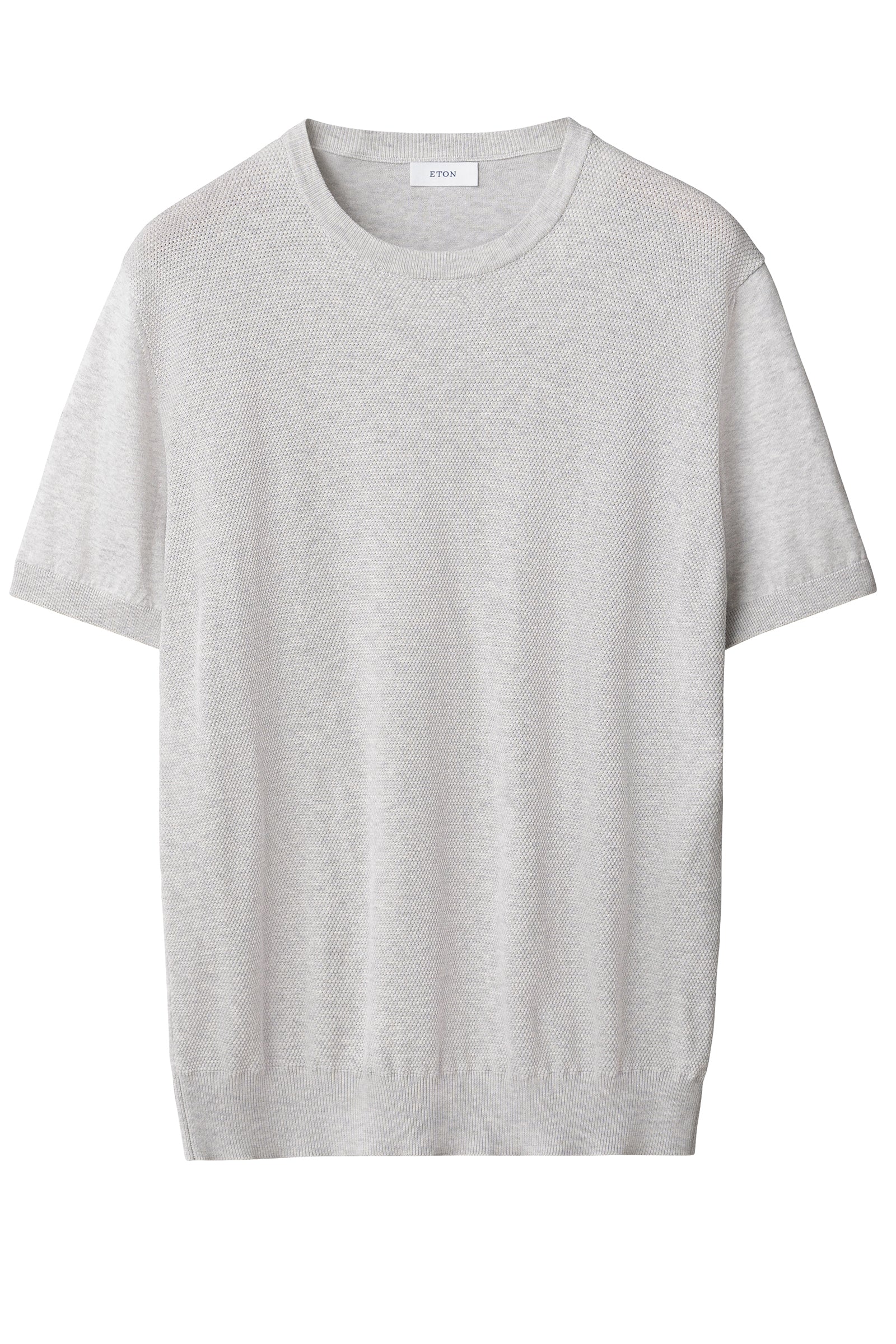 ETON - Structured Crew Neck Knitted T-Shirt in Grey 10001325609