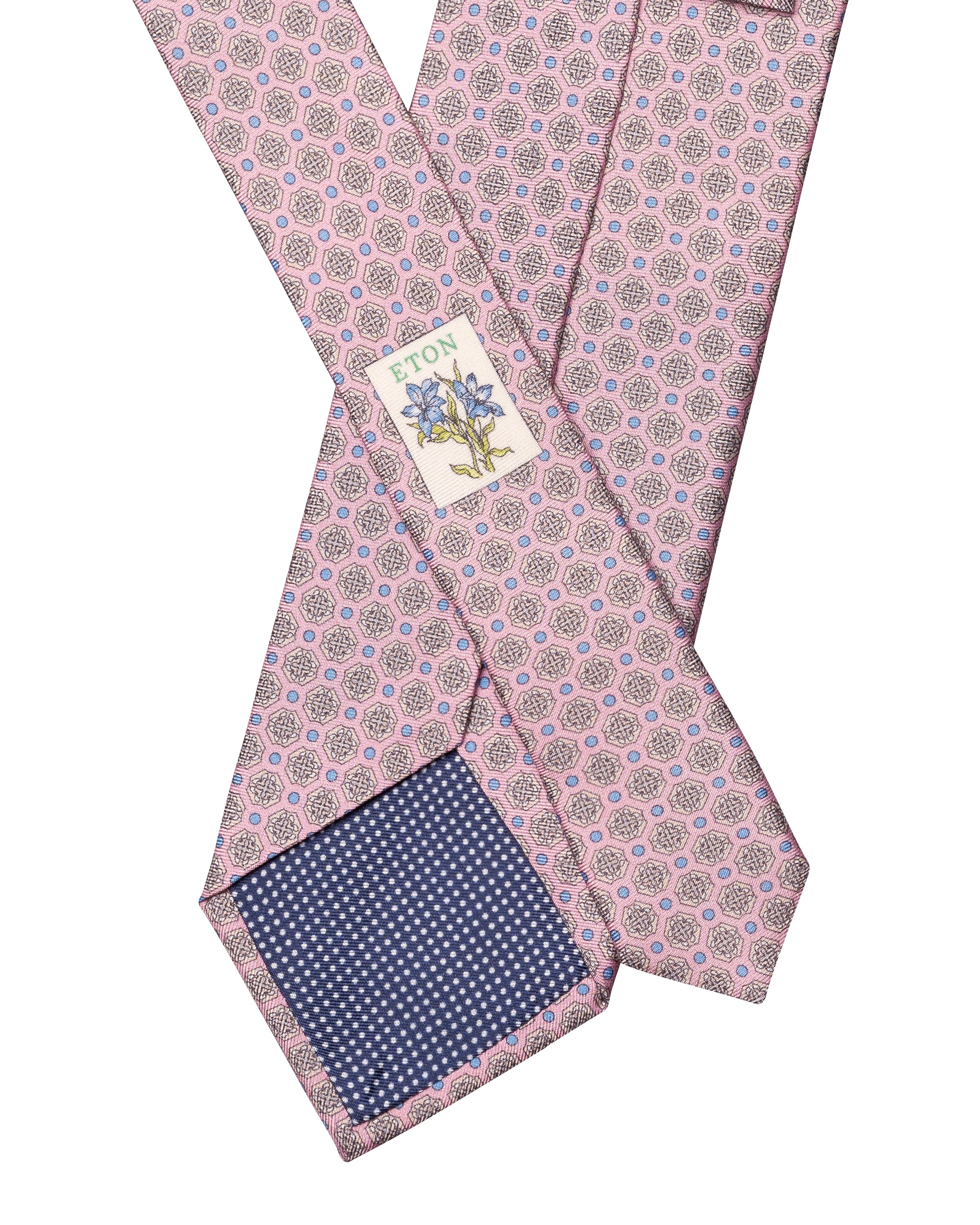 ETON - Medallion Print Silk Tie in Pink