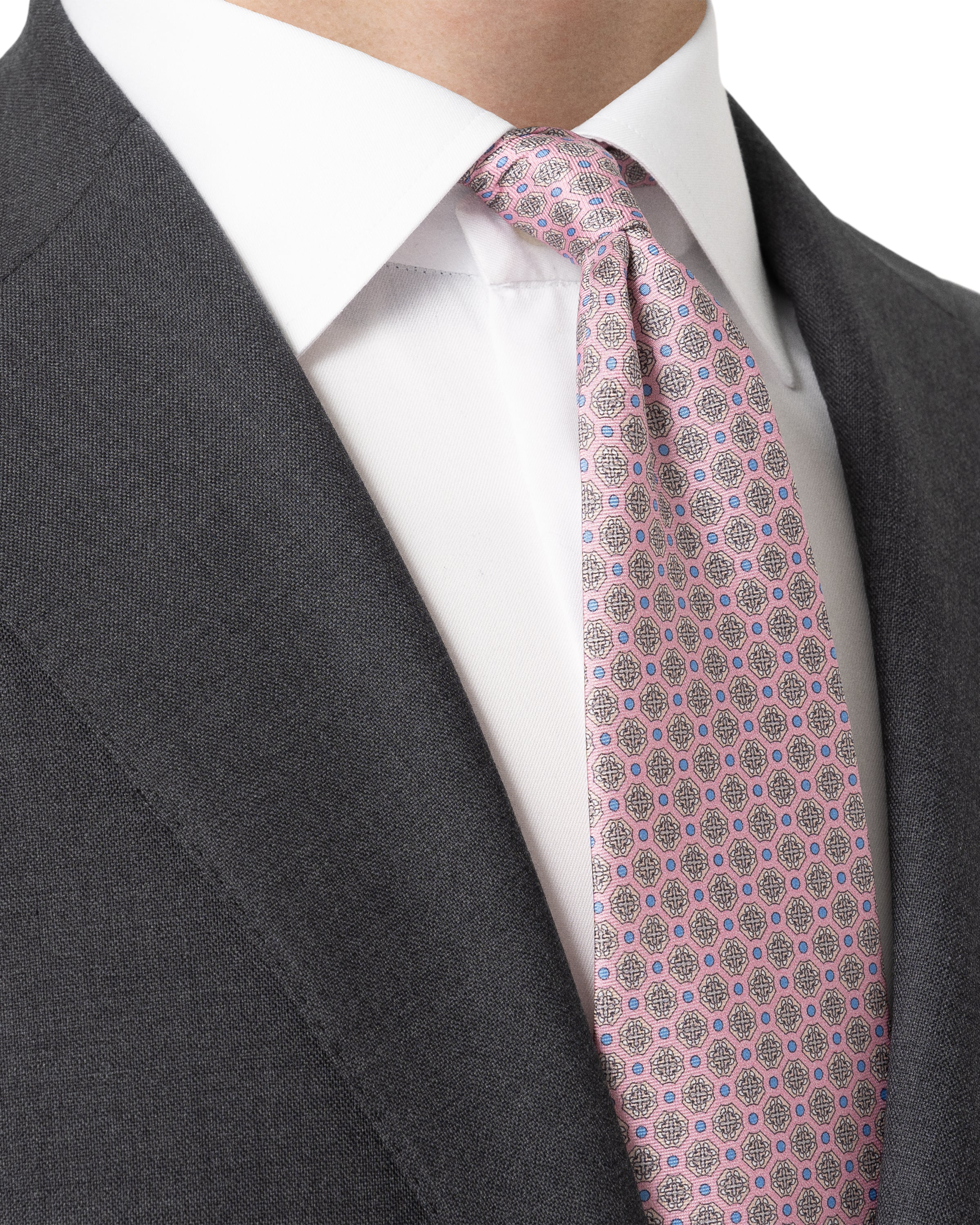 ETON - Medallion Print Silk Tie in Pink